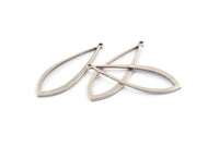 Silver Drop Charm, 12 Antique Silver Plated Brass Drop Charms With 1 Loop (37x13x1mm) D1541 H1355