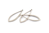 Silver Drop Charm, 12 Antique Silver Plated Brass Drop Charms With 1 Loop (37x13x1mm) D1541 H1355