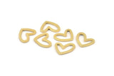 Gold Heart Charm, 10 Gold Plated Brass Heart Connectors, Findings (11x14x1mm) D1195 Q0343