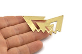 Brass Triangle Charm, 4 Raw Brass Tree Charms With 1 Hole (47x33x1mm) M01220