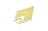 Brass Triangle Charm, 4 Raw Brass Tree Charms With 1 Hole (47x33x1mm) M01218