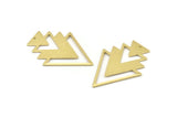 Brass Triangle Charm, 4 Raw Brass Tree Charms With 1 Hole (47x33x1mm) M01225