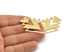 Brass Triangle Charm, 4 Raw Brass Tree Charms With 1 Hole (47x33x1mm) M01225