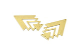 Brass Triangle Charm, 4 Raw Brass Tree Charms With 4 Holes (47x33x1mm) M01226