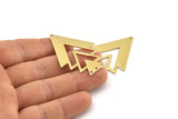 Brass Triangle Charm, 4 Raw Brass Tree Charms With 4 Holes (47x33x1mm) M01226