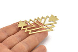 Brass Triangle Charm, 4 Raw Brass Tree Charms With 1 Loop (49x33x1mm) M01223