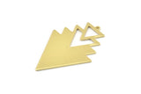 Brass Triangle Charm, 4 Raw Brass Tree Charms With 1 Loop (49x33x1mm) M01233