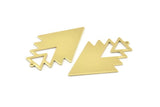 Brass Triangle Charm, 4 Raw Brass Tree Charms With 1 Loop (49x33x1mm) M01233