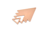 Copper Triangle Charm, 4 Raw Copper Tree Charms With 1 Hole (47x33x1mm) M01256