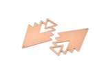 Copper Triangle Charm, 4 Raw Copper Tree Charms With 1 Hole (47x33x1mm) M01256