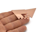 Copper Triangle Charm, 4 Raw Copper Tree Charms With 1 Hole (47x33x1mm) M01256