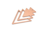 Copper Triangle Charm, 4 Raw Copper Tree Charms With 1 Hole (47x33x1mm) M01262