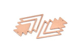 Copper Triangle Charm, 4 Raw Copper Tree Charms With 1 Hole (47x33x1mm) M01262