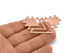 Copper Triangle Charm, 4 Raw Copper Tree Charms With 1 Hole (47x33x1mm) M01262