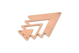 Copper Triangle Charm, 4 Raw Copper Tree Charms With 4 Holes (47x33x1mm) M01260