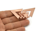 Copper Triangle Charm, 4 Raw Copper Tree Charms With 4 Holes (47x33x1mm) M01260