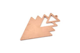 Copper Triangle Charm, 4 Raw Copper Tree Charms With 1 Loop (49x33x1mm) M01254