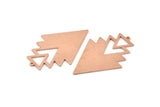 Copper Triangle Charm, 4 Raw Copper Tree Charms With 1 Loop (49x33x1mm) M01254