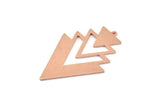 Copper Triangle Charm, 4 Raw Copper Tree Charms With 1 Loop (49x33x1mm) M01252