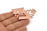 Copper Triangle Charm, 4 Raw Copper Tree Charms With 1 Loop (49x33x1mm) M01252