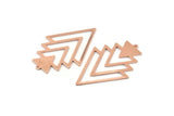 Copper Triangle Charm, 4 Raw Copper Tree Charms With 1 Loop (49x33x1mm) M01266