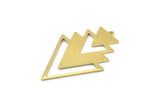 Brass Triangle Charm, 4 Raw Brass Tree Charms With 1 Loop (49x33x1mm) M01227