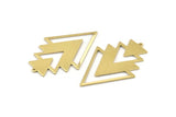 Brass Triangle Charm, 4 Raw Brass Tree Charms With 1 Loop (49x33x1mm) M01227