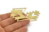 Brass Triangle Charm, 4 Raw Brass Tree Charms With 1 Loop (49x33x1mm) M01227