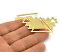 Brass Triangle Charm, 4 Raw Brass Tree Charms With 1 Loop (49x33x1mm) M01229