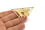 Brass Triangle Charm, 4 Raw Brass Tree Charms With 2 Loops (51x33x1mm) M01219