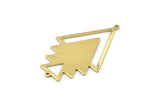 Brass Triangle Charm, 4 Raw Brass Tree Charms With 2 Loops (51x33x1mm) M01231