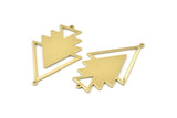 Brass Triangle Charm, 4 Raw Brass Tree Charms With 2 Loops (51x33x1mm) M01231