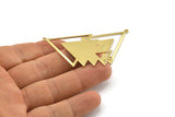 Brass Triangle Charm, 4 Raw Brass Tree Charms With 2 Loops (51x33x1mm) M01231