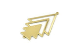 Brass Triangle Charm, 4 Raw Brass Tree Charms With 2 Loops (51x33x1mm) M01222