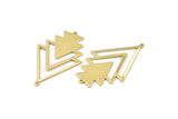 Brass Triangle Charm, 4 Raw Brass Tree Charms With 2 Loops (51x33x1mm) M01222