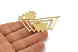 Brass Triangle Charm, 4 Raw Brass Tree Charms With 2 Loops (51x33x1mm) M01222