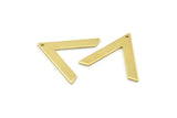 Brass V Shape, 12 Raw Brass V Shaped Charms With 1 Hole (28x23x1mm) M01248