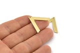 Brass V Shape, 12 Raw Brass V Shaped Charms With 1 Hole (28x23x1mm) M01248