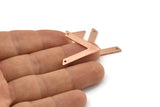 Copper V Shape, 12 Raw Copper V Shaped Charms With 2 Holes (28x23x1mm) M01277