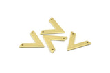 Brass V Shape, 24 Raw Brass V Shaped Charms With 2 Holes (22x18x1mm) M01245