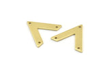 Brass V Shape, 24 Raw Brass V Shaped Charms With 3 Holes (22x18x1mm) M01246