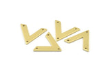 Brass V Shape, 24 Raw Brass V Shaped Charms With 3 Holes (22x18x1mm) M01246