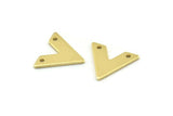 Brass V Shape, 24 Raw Brass V Shaped Charms With 2 Holes (15x13x1mm) M01241