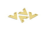 Brass V Shape, 24 Raw Brass V Shaped Charms With 2 Holes (15x13x1mm) M01241