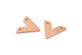 Copper V Shape, 24 Raw Copper V Shaped Charms With 2 Holes (15x13x1mm) M01273