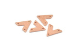 Copper V Shape, 24 Raw Copper V Shaped Charms With 3 Holes (15x13x1mm) M01274