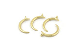 Brass Moon Charm, 10 Raw Brass Crescent Moon With 1 Loop, Earrings (22x2x1.5mm) N1491
