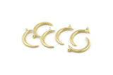 Brass Moon Charm, 10 Raw Brass Crescent Moon With 1 Loop, Earrings (22x2x1.5mm) N1491