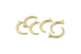 Brass Moon Charm, Raw Brass Crescent Moon With 1 Loop, Earrings (22x2x1.5mm) N1491