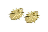 Brass Badge Charm, Raw Brass Rosette Pendants With 1 Loop - Pad Size 4mm (33x24mm) N1490